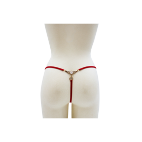 String rouge avec bijou perle & strass dorés 